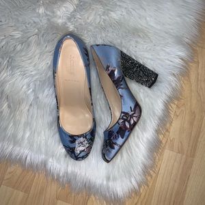 J.Crew Etta Hummingbird Floral Glitter heel Pump 9